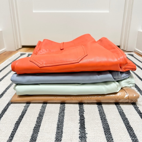 ANTHROPOLOGIE The Colette Cropped Wide-Leg Faux Leather Pants by Maeve in Orange - Picture 7 of 7